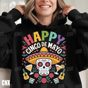 Happy Cinco De Mayo Skull PNG, Let&#39;s Fiesta PNG, Cinco de Mayo Sublimation Design, Mexican Party PNG, Sombrero Png, Cinco de Mayo Shirt Png,