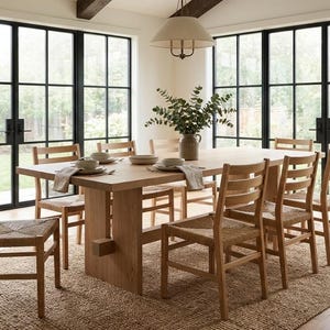 Handcrafted Solid White Oak Dining Table | Modern Farmhouse Kitchen Table