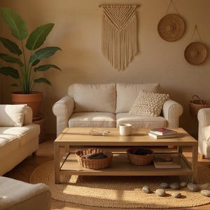 Solid White Oak Coffee Table with Shelf | Modern Craftsman Hardwood Furniture image 3