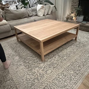 white oak coffee table 50x50 corner view