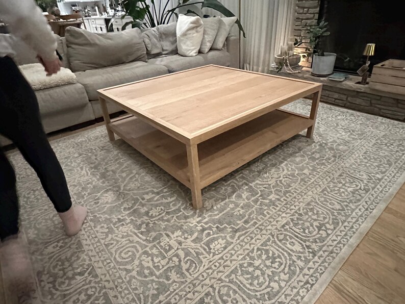 white oak coffee table 50x50 corner view