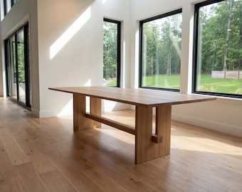 Handcrafted Solid White Oak Dining Table | Modern Farmhouse Kitchen Table
