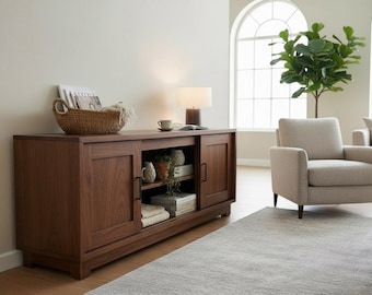 Black Walnut TV Stand | Handcrafted Entertainment Center | Custom Sizes Available | Modern Farmhouse Hardwood Furniture