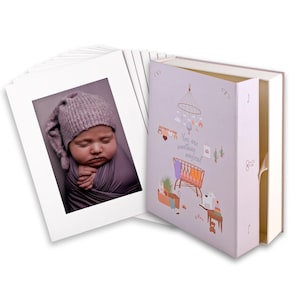Baby Fotoalbum Box, 25 Einsteckmatten für 8x10 Fotos | Folio Box für Familie | Geschenk-Erinnerungsbox | Neugeborenen Fotografie Erinnerungsbox Fotomatte