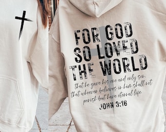 For God So Loved The World Png, Love Bible Verse Print, For God So Loved The World Svg File, Christian Easter Svg, Christian Cross Svg