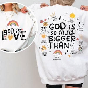 god is zoveel groter dan svg, god is liefde svg, christelijk shirt svg, christelijke svg voor shirts, christelijke citaten svg, christelijke png-ontwerpen