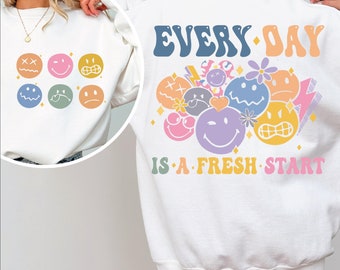everyday is a fresh start png, everyday is a fresh start clipart, mental health shirt svg, retro mental health png, motivational shirt png