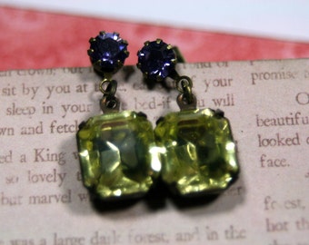 Violets for the Lady Vintage Swarovski Rhinestones Post Earrings Free Shipping