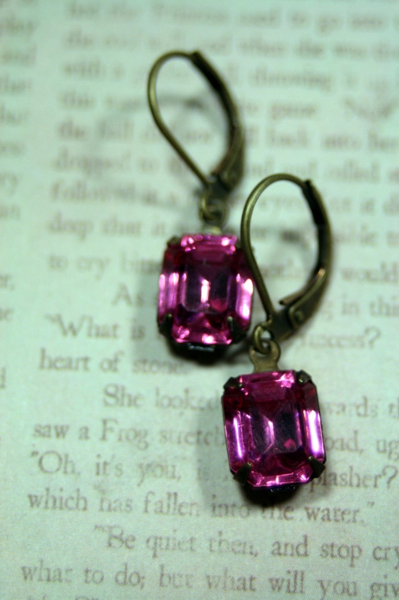 Peoney Pink Vintage Swarovski Brass Earrings Dolce Ghiacco image 2