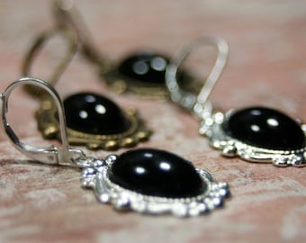 Wicked Vintage Jet Brass Earrings