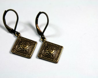 It's Hip to be Square Petite Brass Stamped Earrings