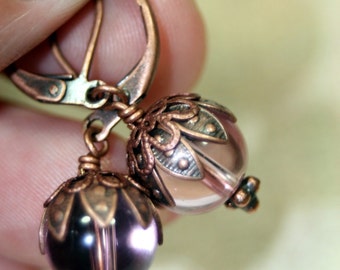 Mon Cheri Sweet Pink Copper Dangle Earrings