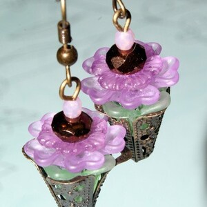 Pretty Purple Posie Dangle Earrings image 1