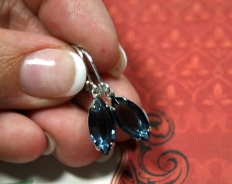 Night Whispers Petite Swarovski Rhinestone Earrings Montana Blue