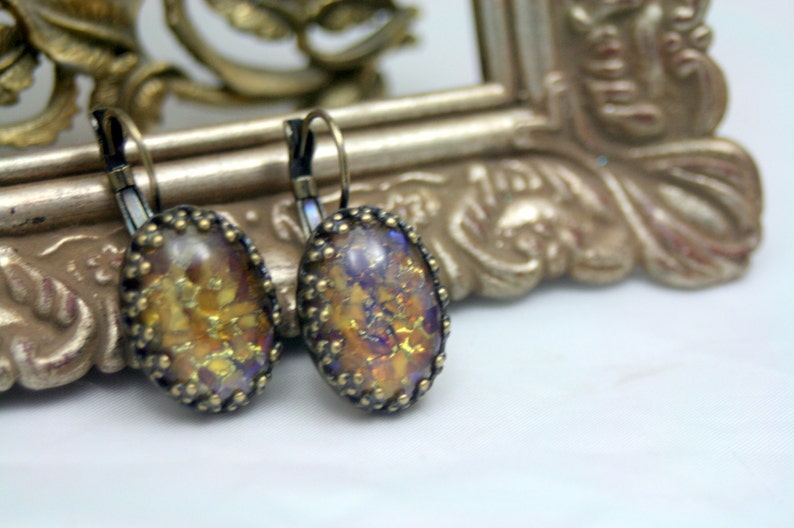 Fire Embers TOPAZ Dragons Breath Fire Opals Stunning Leverback Earrings Enchanting Whimsy image 4