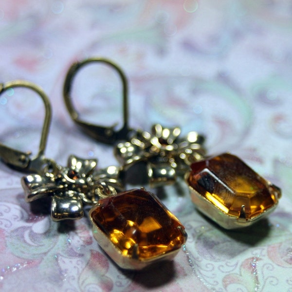 Honey with a Hint of Spice Darling Rhinestone Earrings