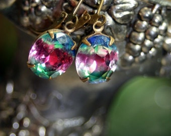 Lyric Tri-Colored Vintage Rhinestone Earrings Sweet Little Love Bites