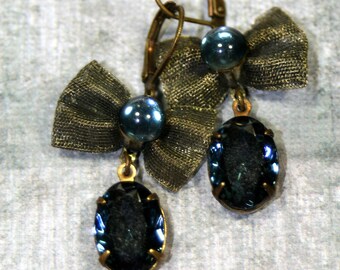 A Moonless Night  Vintage Blue Swarovski Rhinestones