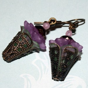 Pretty Purple Posie Dangle Earrings image 2