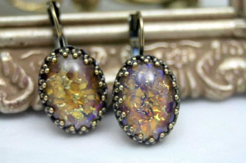 Fire Embers TOPAZ Dragons Breath Fire Opals Stunning Leverback Earrings Enchanting Whimsy image 1