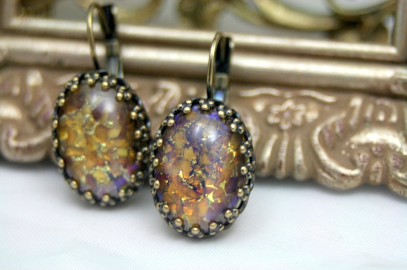 Fire Embers TOPAZ Dragons Breath Fire Opals Stunning Leverback Earrings Enchanting Whimsy image 2