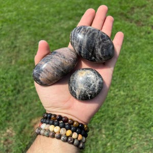 Black Moonstone Palm Stone | Natural Gemstone for Intuition and Healing