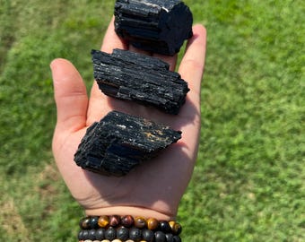 Black Tourmaline Cluster | Natural Gemstone Cluster for Protection and Decor