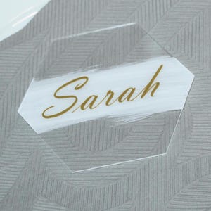 Segnaposto personalizzati in acrilico oro/argento, segnaposto esagonali, segnaposto, targhette per nome, matrimonio, compleanno JGA, regalo per gli ospiti