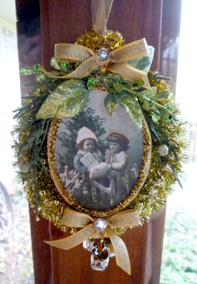 Old Fashioned Christmas Golden Tinsel Ornament Etsy
