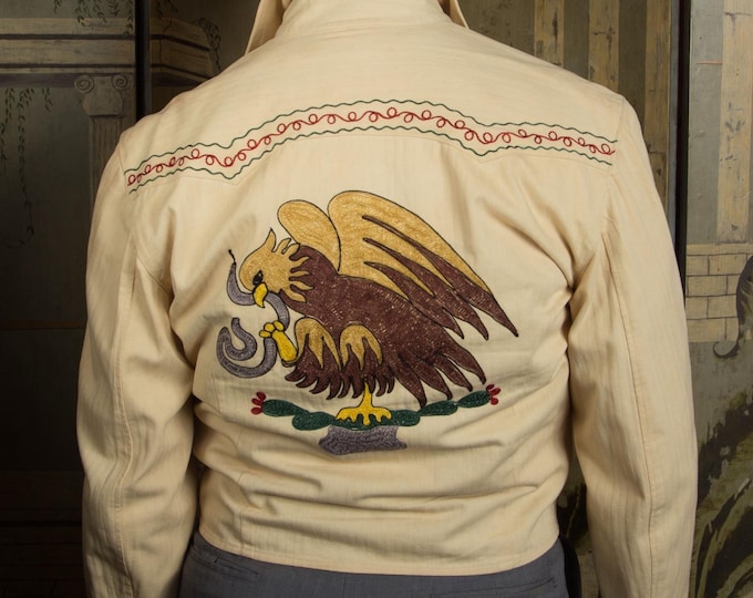 RICARDO MONTALBAN Screen Worn Vintage 1950s Embroidered Western Jacket with Mexican Coat of Arms from Sombrero 1953