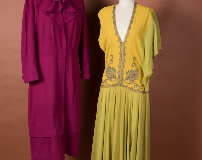 Lot #24 A Group of Two Size Large 1930s/40s Dresses WOUNDED BIRDS SALE