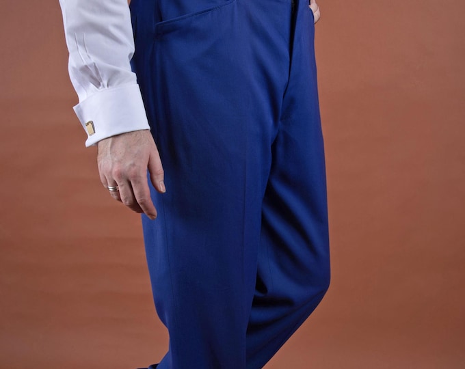 Vintage 1950s H Bar C Ranchwear Blue Gabardine Pants with Western Belt Loops and Pockets, Pearly Snaps