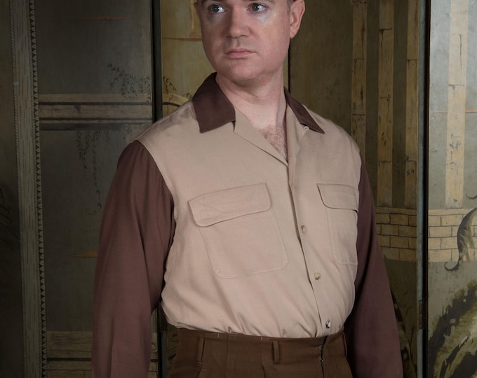 Vintage 1990s Ralph Lauren Unisex/Women's/Masc Style Two Tone Gabardine Shirt