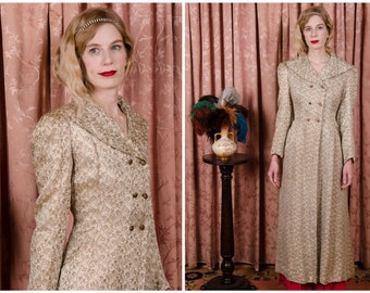 TAG SALE 1930s Coat - Luxury Vintage 30s Metallic Lamé Brocade Full Length Long Opera Evening Gown Wedding Bridal