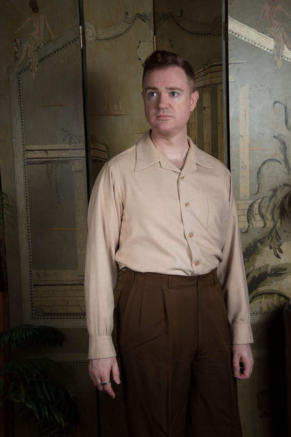 Vintage 1950s Wool and Cold Blend Loop Collar Shirt with Flap Pockets by Wahkeena