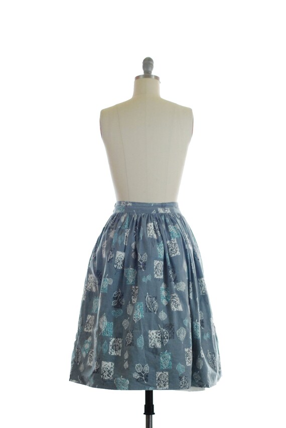 Vintage 1950s Skirt - Cool Autumnal 50s Grey Cotto