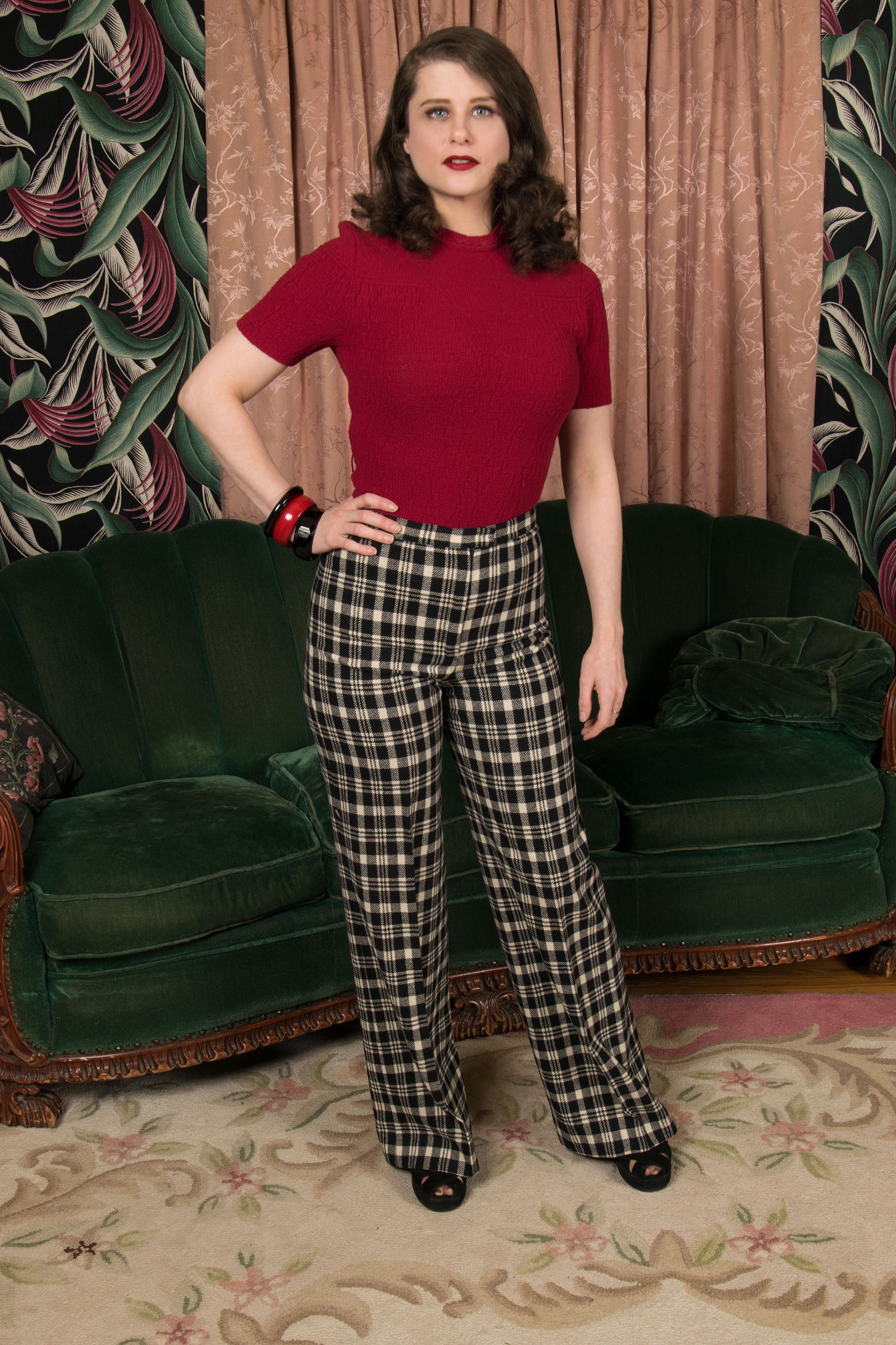 1970s Pants - Cute Late 60s/early 70s Flared Leg Wool Plaid 1970s Pants - Cute Late 60s/early 70s Flared Leg Wool Plaid