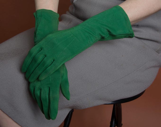 1940s Gloves - Size 6 - Brilliant 40s Vintage Hansen Gloves in Grass Green