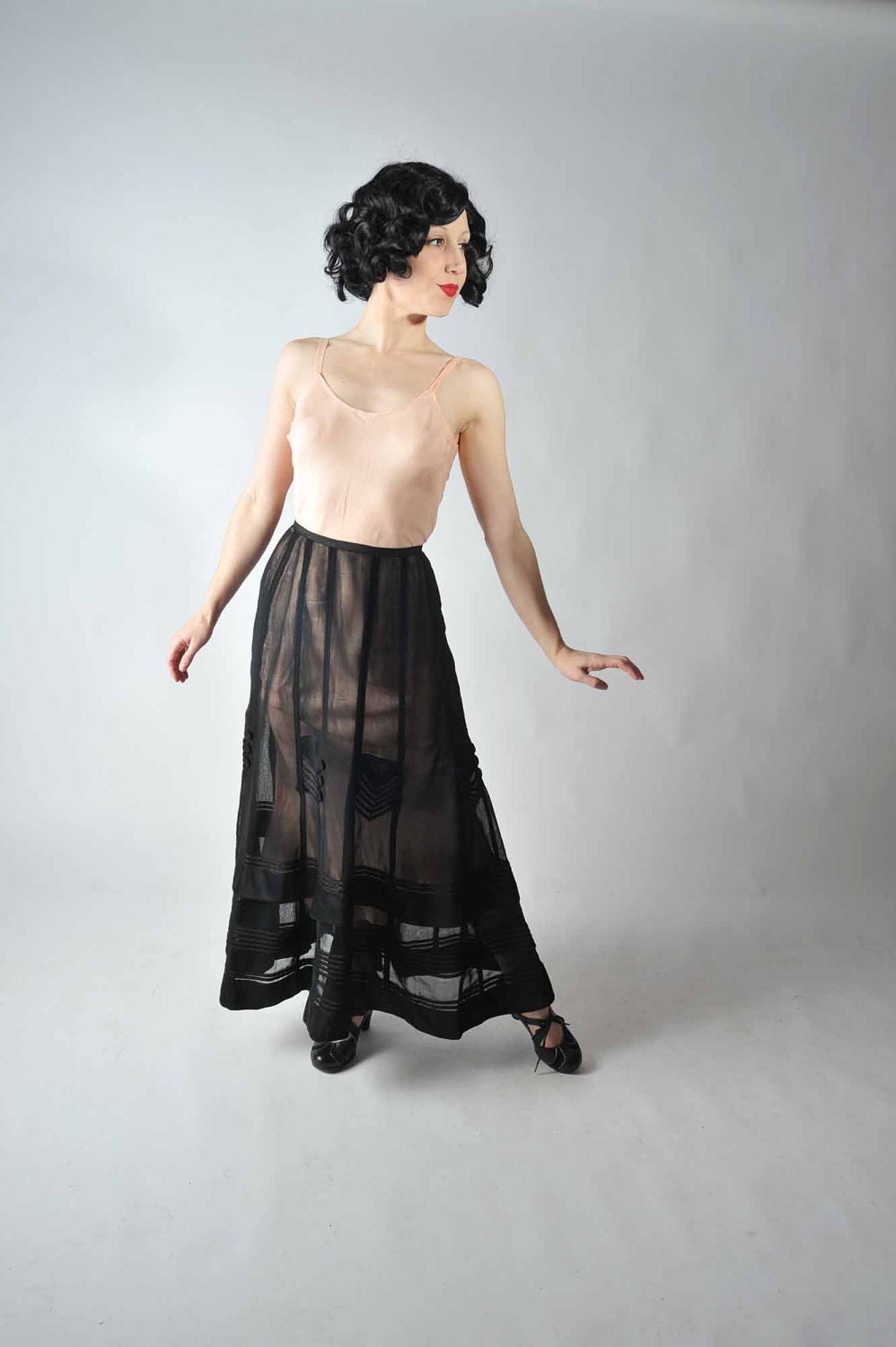 Vintage Edwardian Skirt // Antiques At Fab Gabs The Nightshade Sheer Black & Satin