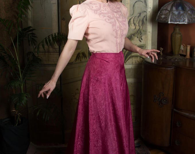 1930s Evening Skirt - Gorgeous Moiré Faille Formal Length Skirt Converted in the Past from a Dress