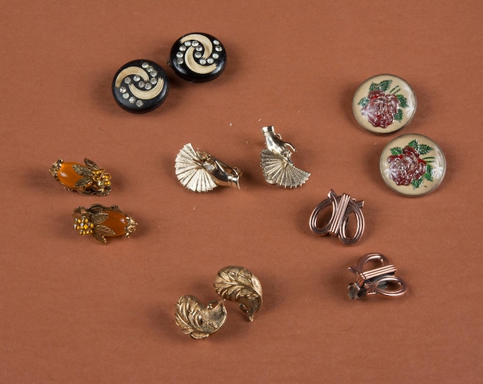 Lot #63 A Group of 6 Pairs 1950s and 60s Earrings