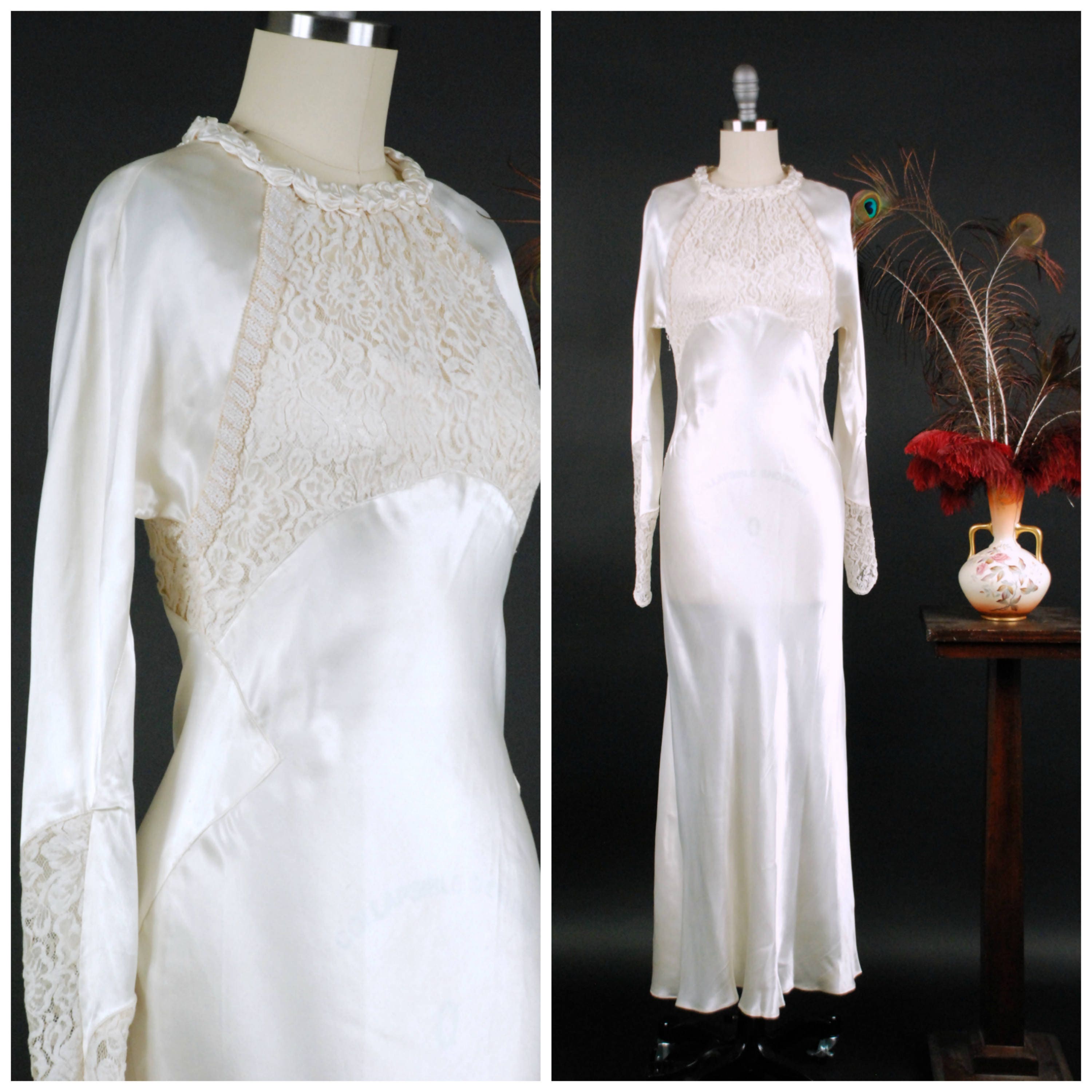 Vintage 1930s Wedding Dress Exquisite Rayon Charmeuse Bias Etsy