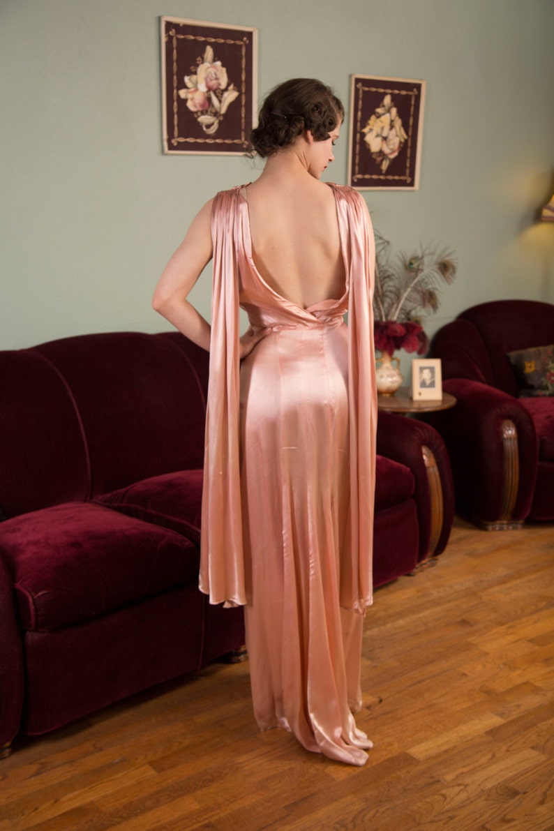 Vintage 1930s Dress Glorious Rose Pink Rayon Satin 30s | Etsy