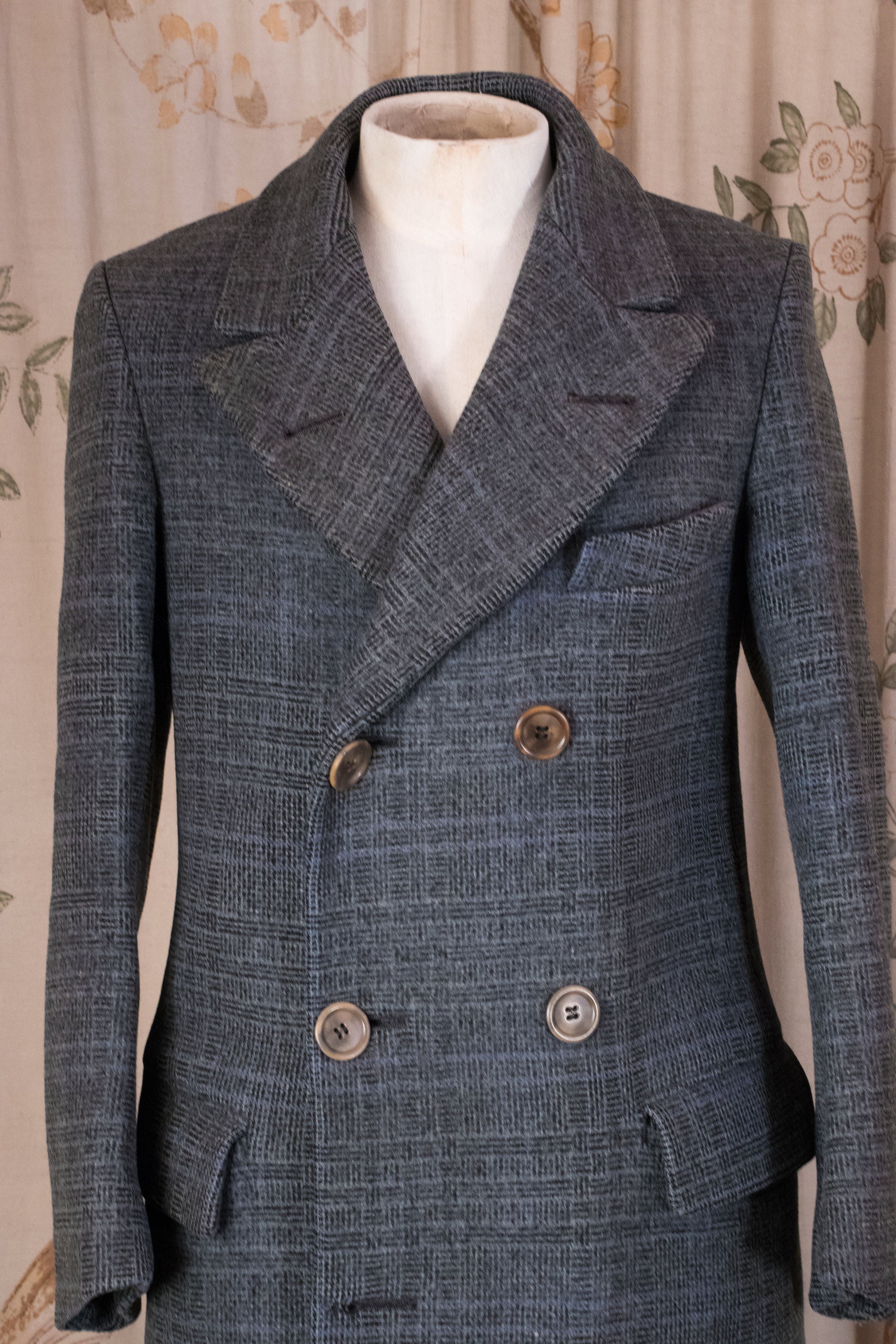 1930s Tweed Belted Bow Neck Coat | S/M