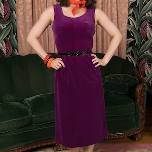 1950s Set Lusciously Saturated Vintage 50s Plum Purple Velveteen Dress Set with Tailored Jacket image 6