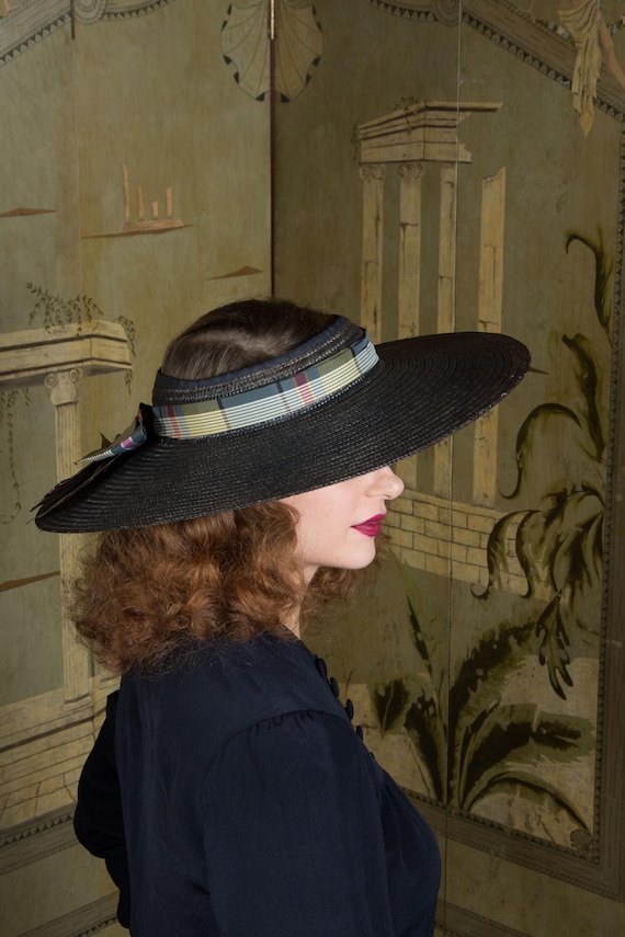 1940s Wide Brimmed Vintage Hat, Open Crown Style … - image 16