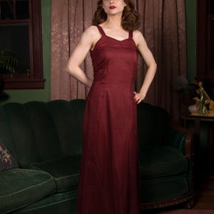 1930s Silk - Richly Saturated Vintage 30s Brick Red Slip in a Cotton/Silk Blend