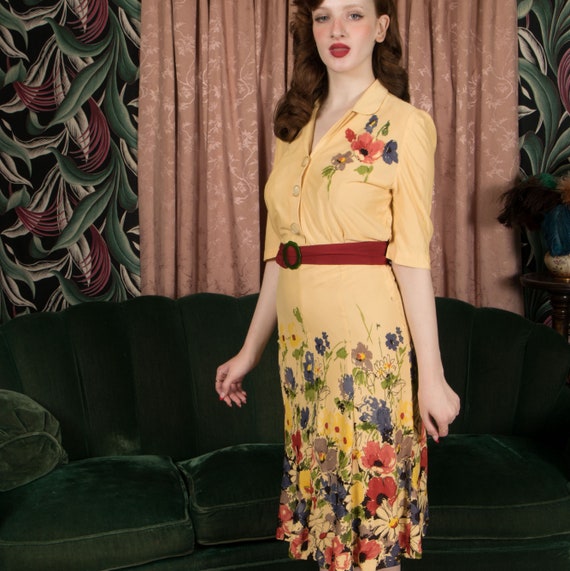 1940s Dress - Lush True Vintage 1940s Rayon Jerse… - image 1