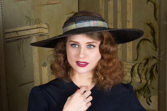 1940s Wide Brimmed Vintage Hat, Open Crown Style … - image 15