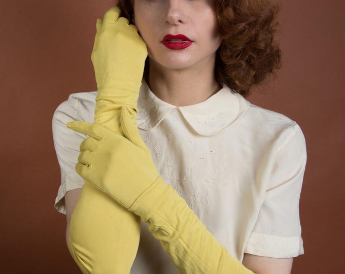 1940s Gloves - Elegant Vintage 40s 50s Two Piece Jersey Convertible Gloves - Short to Evening Length